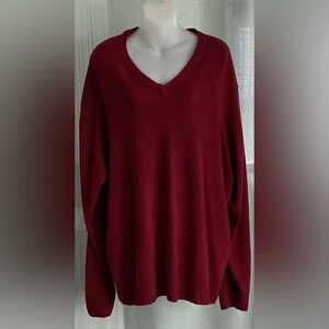 Tricots St. Raphael Mens Burgundy/Maroon Pullover V- Neck Sweater